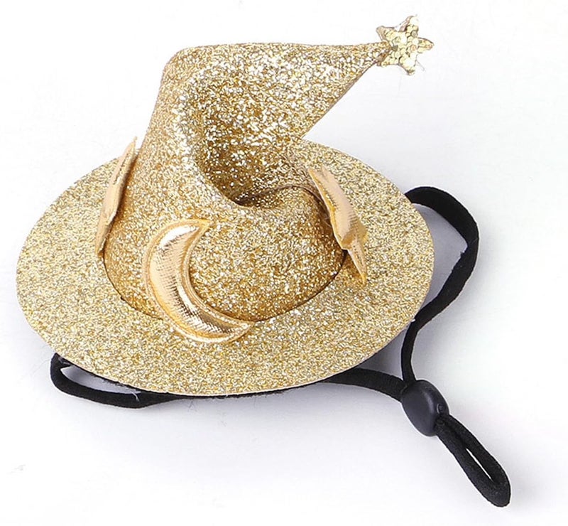 Soochat Pet Witch Hat Hamster Wizard Hat Mini Animals Hat for Snake, Hamster, Guinea Pig, Halloween Pet Costume Accessories (Gold) - Image 1